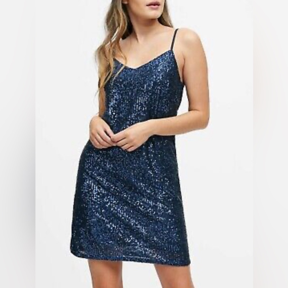 Banana Republic blue sequin mini slip dress - size 4